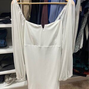 Pink Lilly xl mesh sleeve white dress